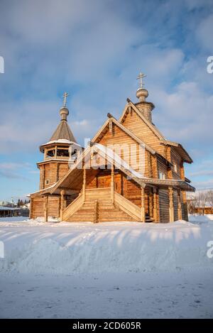 Wooden churches at Obdorsk Ostrog (Fortress), Salekhard, Yamalo-Nenets Autonomous Okrug, Russia Stock Photo