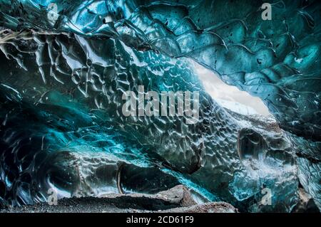 View inside of ice cave, Iceland Stock Photo