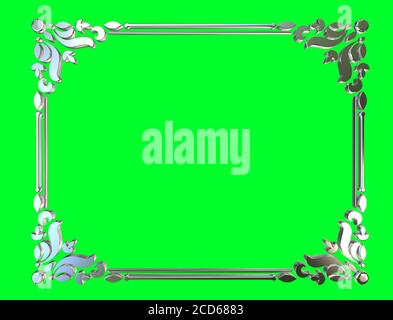 3D steel vintage classic frame on green background Stock Photo