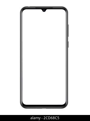 Phone isolated 3D rendering mockup with blank screen on white background 3D illustration Stock Photo