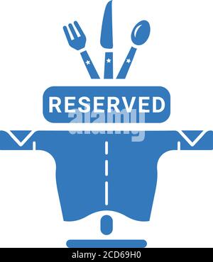 Restaurant, reserved table icon is use in designing and developing websites, commercial, print media, web or any type of design project. Stock Vector