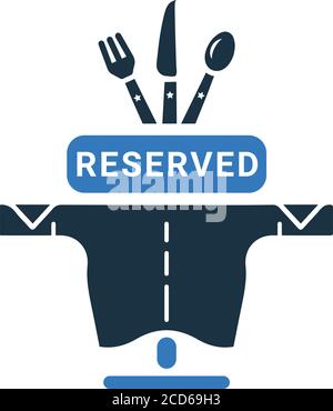 Restaurant, reserved table icon is use in designing and developing websites, commercial, print media, web or any type of design project. Stock Vector