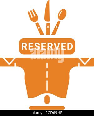 Restaurant, reserved table icon is use in designing and developing websites, commercial, print media, web or any type of design project. Stock Vector