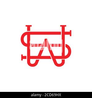 letter ws simple linked overlapping line logo vector Stock Vector