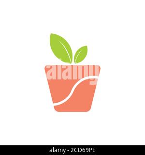 letter s pot plant simple geometric logo vector Stock Vector
