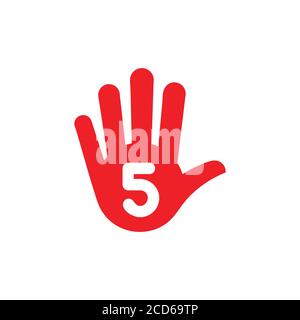 simple hand five finger stop symbol vector Stock Vector