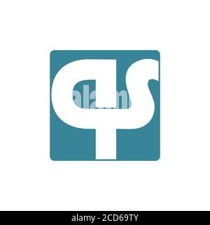 letter qs ribbon curves negative space logo vector Stock Vector