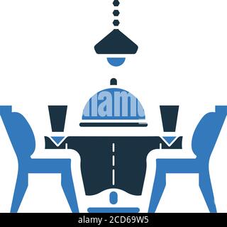 Dining table icon is isolated on white background. Simple vector illustration for graphic and web design or commercial purposes. Stock Vector