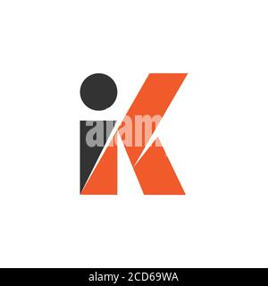 abstract letter ik simple geometric logo vector Stock Vector