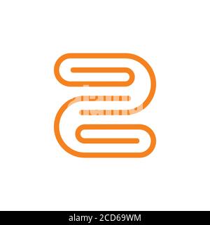 number two paper clip line art logo vector Stock Vector