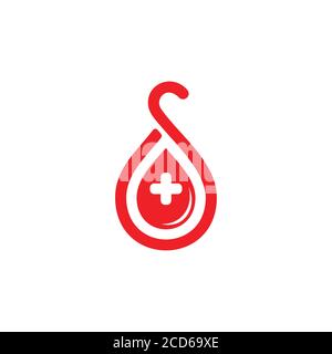 letter s drop red blood donor symbol vector Stock Vector