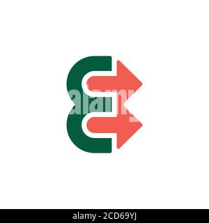 letter e pointing arrow simple geometric logo vector Stock Vector