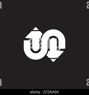 letter un two pencils education symbol logo vector geometric design Stock Vector