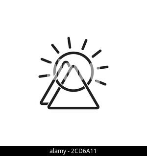 lines art mountain sun symbol logo vector Stock Vector