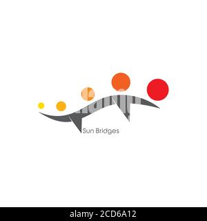 motion sun bridge symbol geometric logo vector Stock Vector