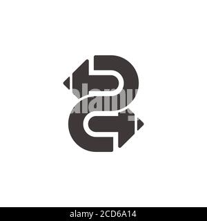 number two pencils education symbol logo vector geometric design Stock Vector