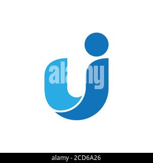 letter uj curves geometric human logo vector Stock Vector