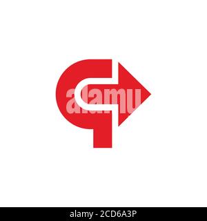letter qc simple geometric right arrow design logo vector Stock Vector