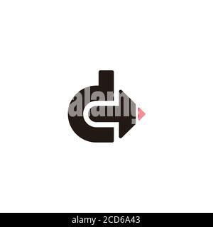 letter dc simple geometric pencil arrow education logo vector Stock Vector