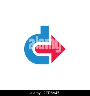 letter dc simple geometric right arrow design logo vector Stock Vector