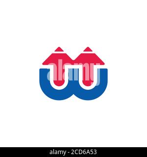 letter w motion up arrow shape geometric design logo vector Stock Vector