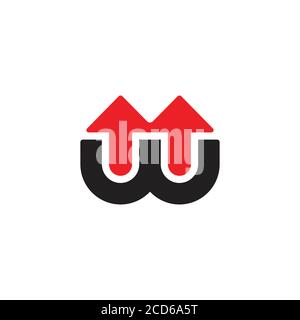 letter w up arrow shape geometric design logo vector Stock Vector