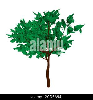 Low polygonal tree with green leaves. 3D. Vector illustration Stock Vector