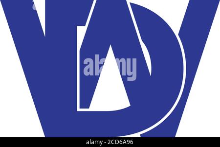 letter wd 3d flat geometric overlap logo vector Stock Vector