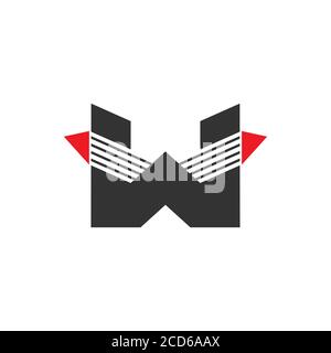 letter w stripes geometric fast arrow logo vector Stock Vector