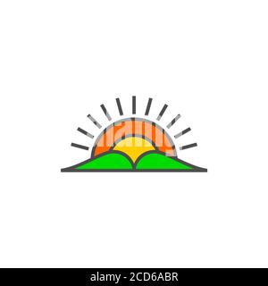 symbol of mountain sun rays geometric design vector Stock Vector