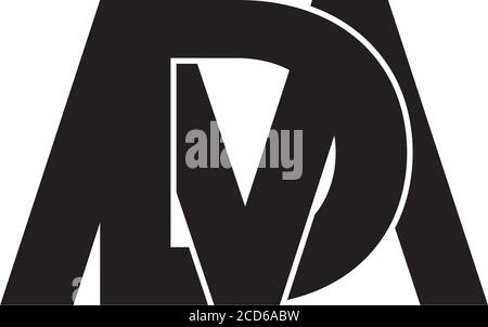 letter md 3d flat geometric overlap logo vector Stock Vector