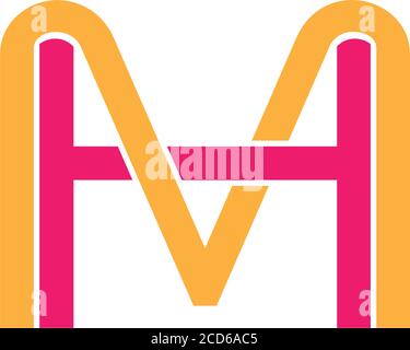 letter hm linked colorful logo vector Stock Vector