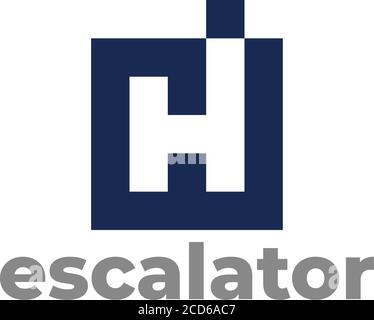letter h hotel escalator symbol geometric square logo vector Stock Vector