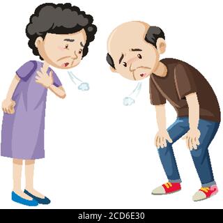 Old tired couple cartoon character illustration Stock Vector