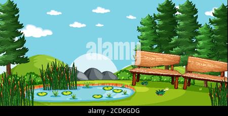 Nature park picnic empty scene illustration Stock Vector