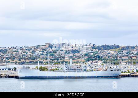 SS Lane Victory built in 1945 as cargo ship used in World War II serves as a museum in San Pedro, CA Stock Photo