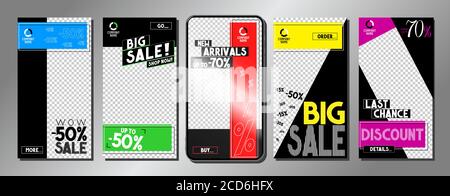 Social media advertisement - sale templates - vector illustration, 16:9 proportions Stock Vector