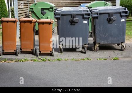 different colors bins for collect recycle materials garbage can Stock ...