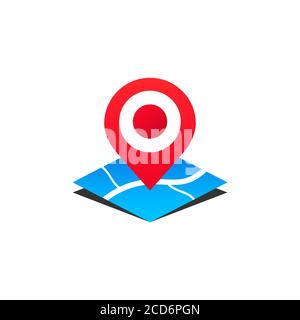 Map pin logo. Navigation icon, flat style. Vector on isolated white background. EPS 10 Stock Vector