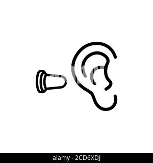 Earplugs linear icon. Silicone, foam safety ear plug. Noise protection tool. Sleeping accessory. Vector on isolated white background. EPS 10 Stock Vector