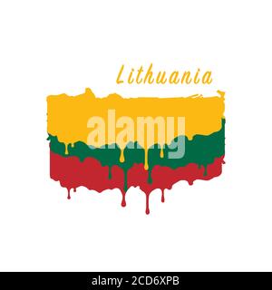 Painted Lithuania flag, Lithuania flag paint drips. Stock vector illustration isolated on white background Stock Vector