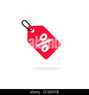 Discount offer sale price tag icon. Flat label red, clearance symbol, special deal clearance sale tag sticker. Vector on isolated white background Stock Vector