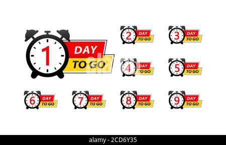 Number of days left to go icons set. Vector on isolated white background. EPS 10 Stock Vector