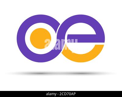 Stylized lowercase letters O and E are linked by a single line for a logo, monogram, or monogram. Vector illustration isolated on a white background. Stock Vector