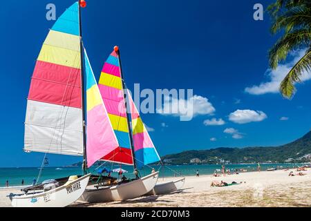Boats for hire on the beach at Patong, Phuket, Thailand