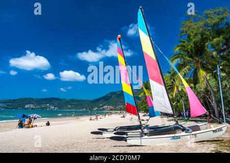 Boats for hire on the beach at Patong, Phuket, Thailand