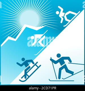 Winter leisure activities icons - vector illustration Stock Vector