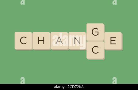 Chance, change in scrabble letters. Isolate vector illustration. Stock Vector