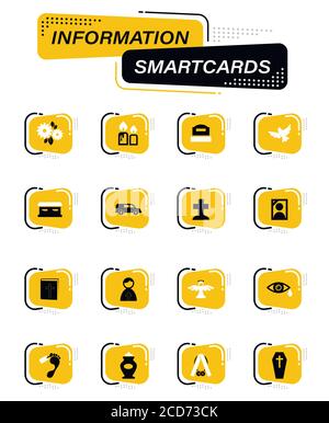 Funeral service icons set Stock Vector