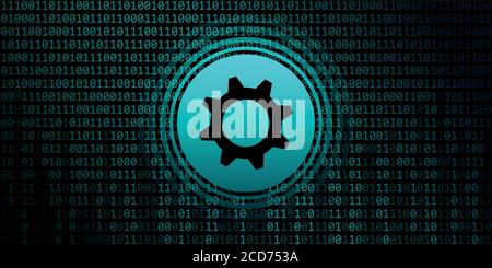 wheel gear symbol on binary code background vector illustration EPS10 Stock Vector